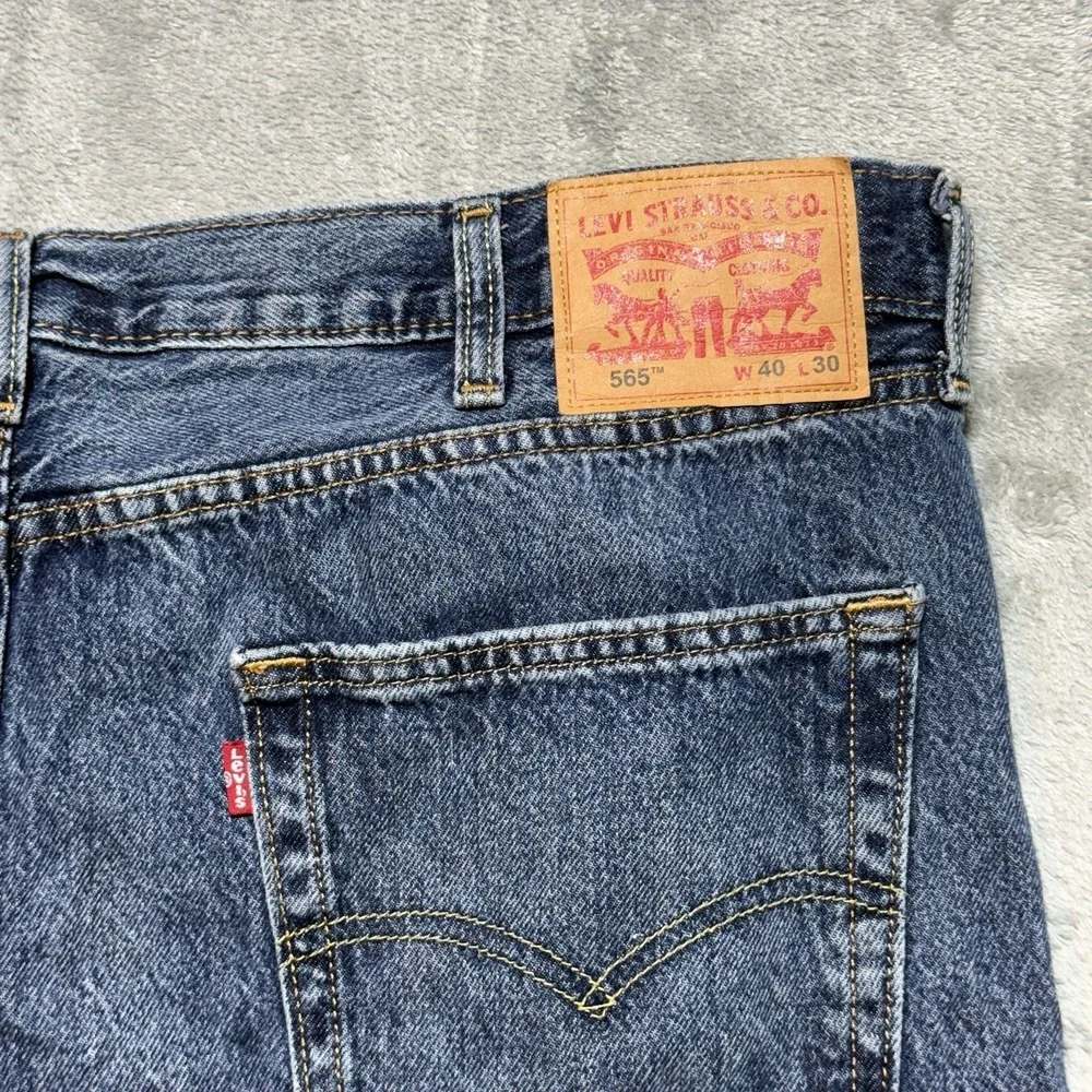 Levi's 565 Loose Straight Fit Jeans Men's 40x27 (Tagged 40x30) Blue Altered‎